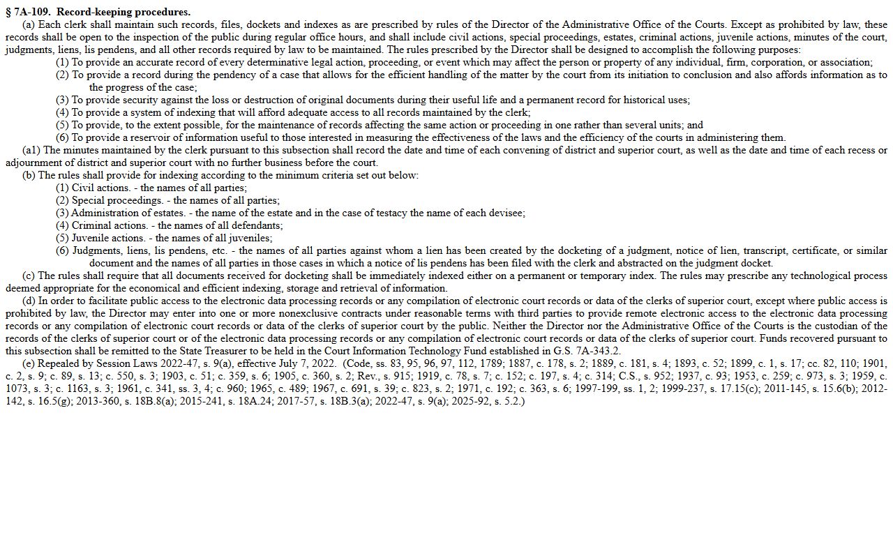 Clay County court dockets clerk records statute