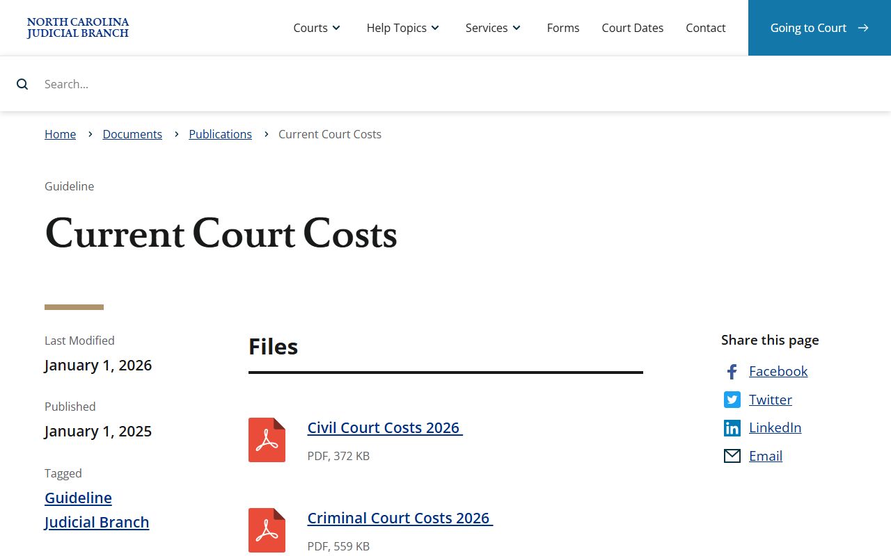 Clay County court records current court costs publication