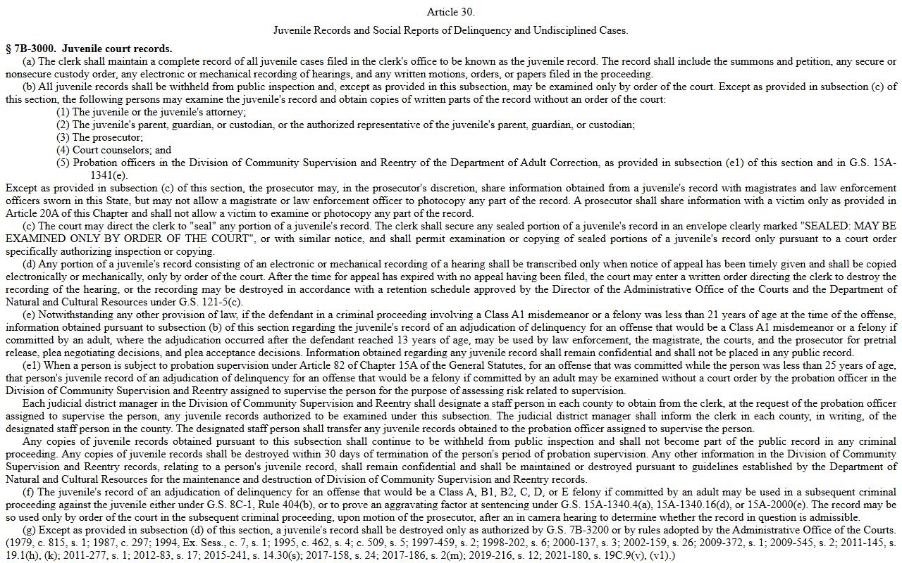 Clay County criminal court records juvenile restriction statute