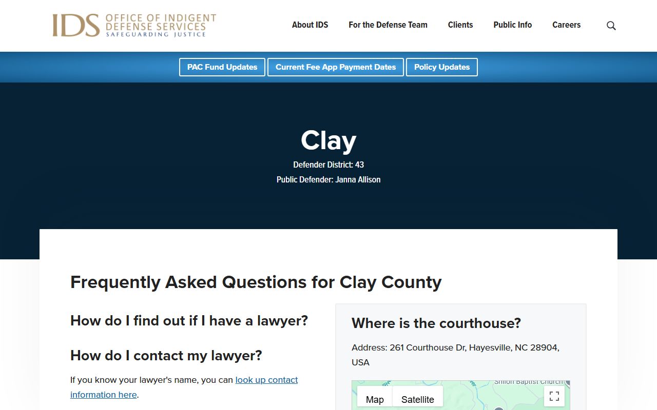 Clay County criminal court records public defender information