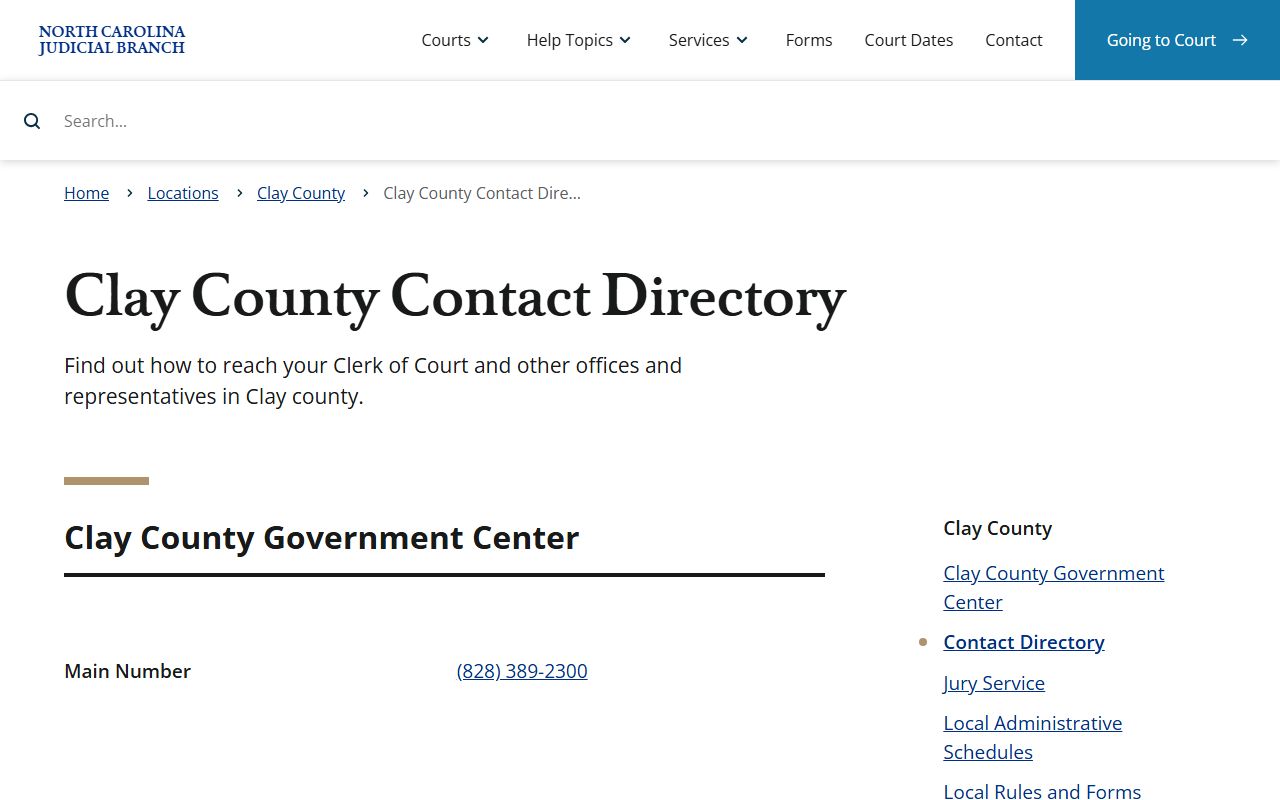 Clay County court records contact directory