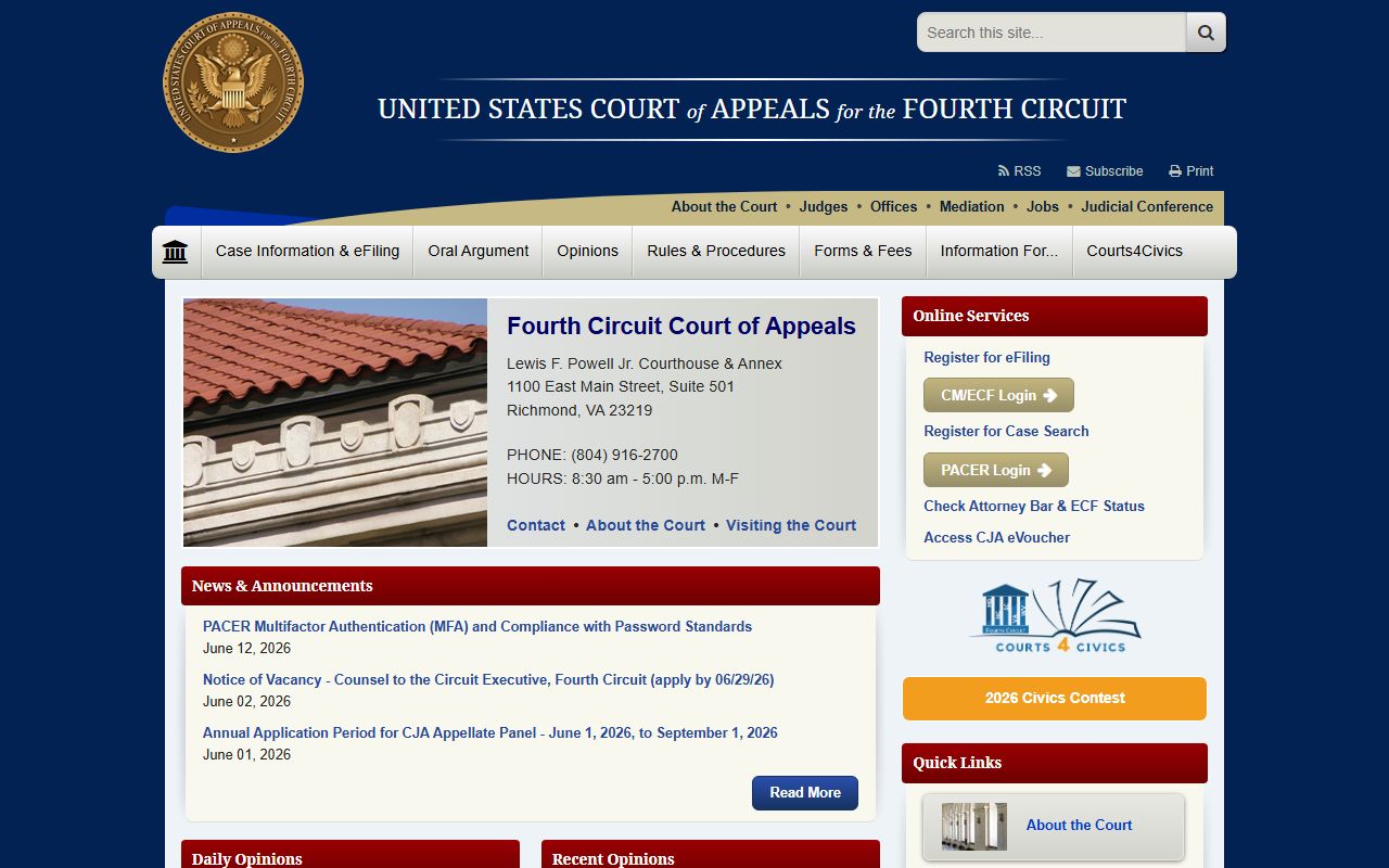 Clay County inmate records U.S. Court of Appeals Fourth Circuit