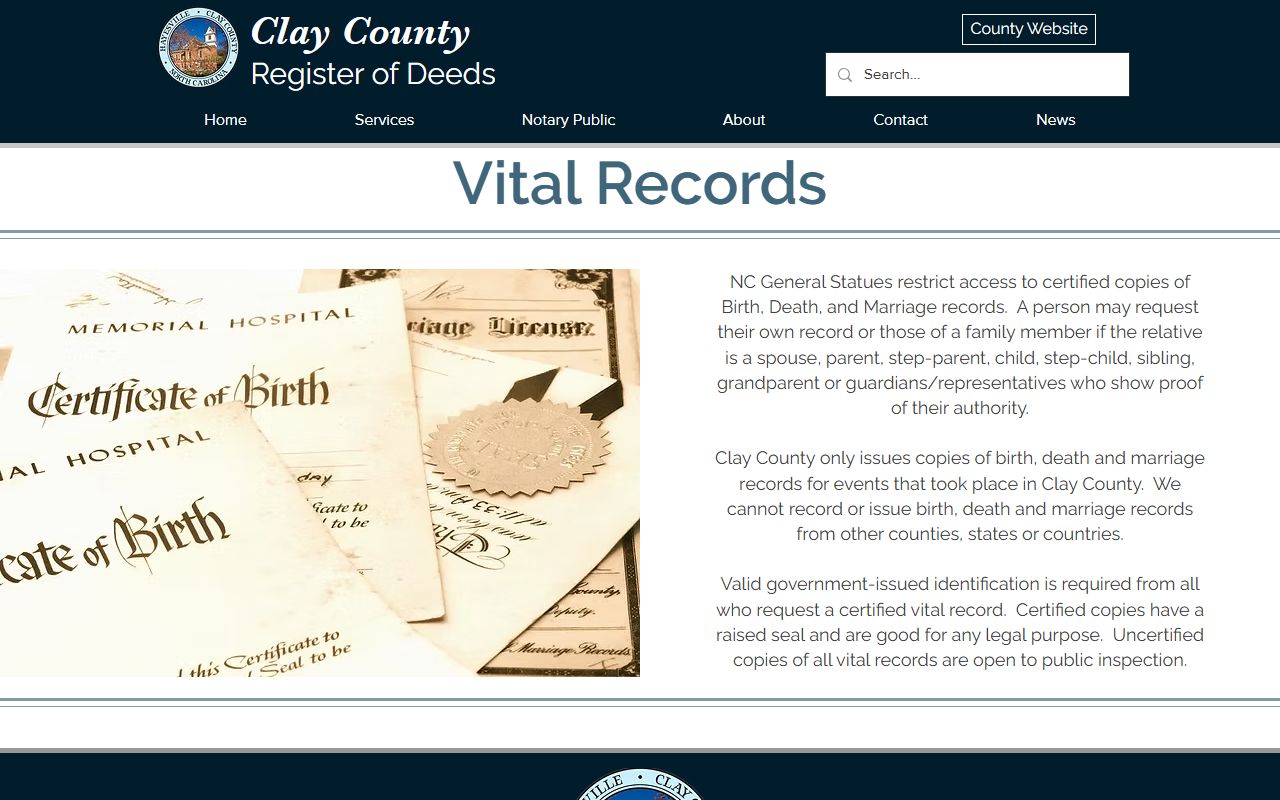 Clay County marriage records certified copy restrictions