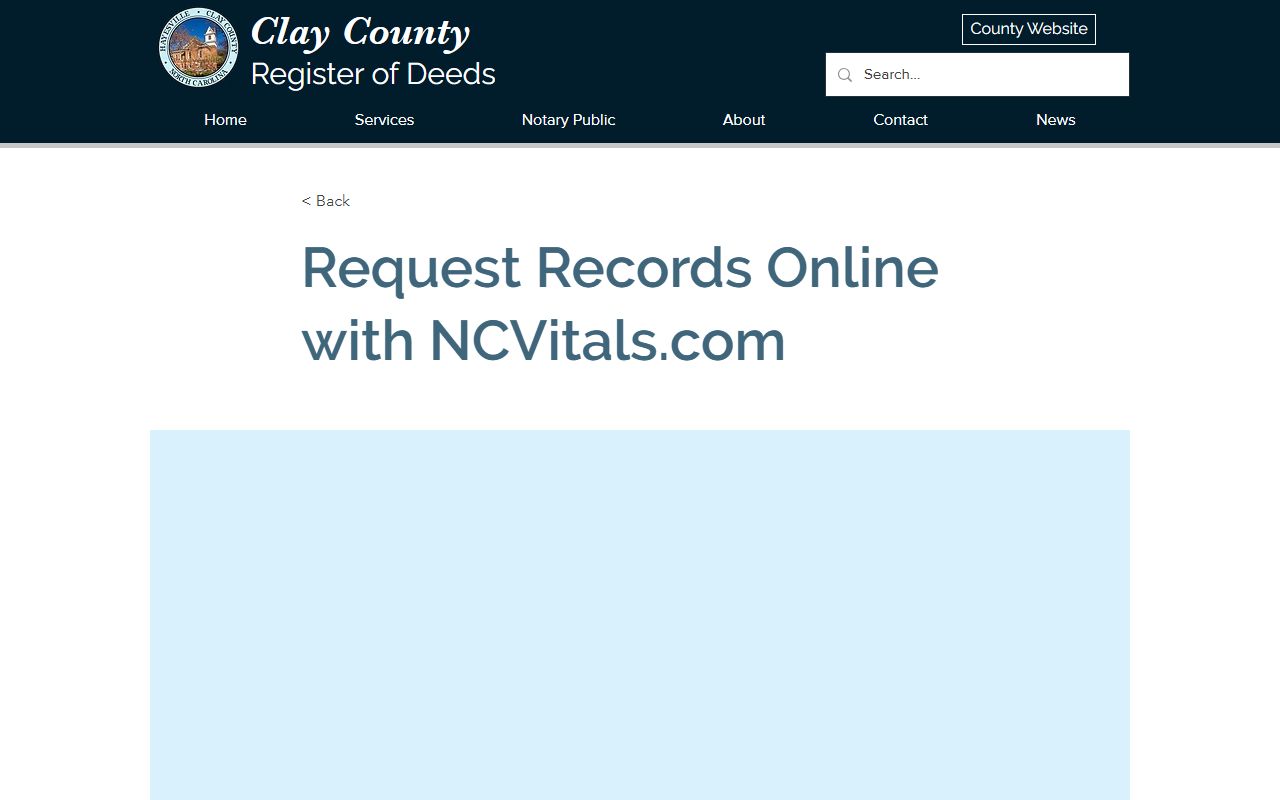 Clay County marriage records NCVitals request notice