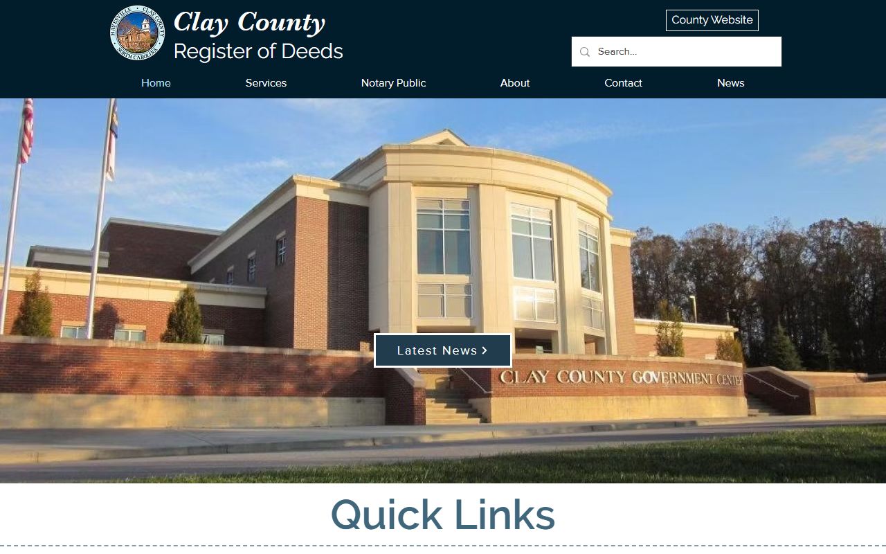 Clay County marriage records Register of Deeds homepage