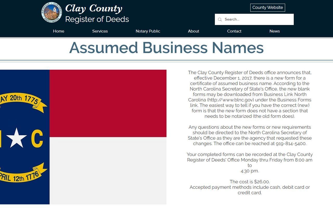 Clay County probate records assumed business name recording context