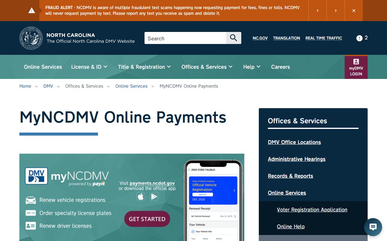 Clay County traffic court records myNCDMV online services fees