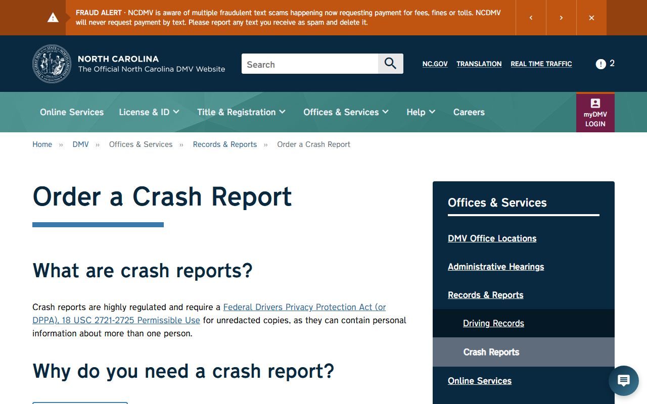 Clay County traffic court records NCDMV crash report information
